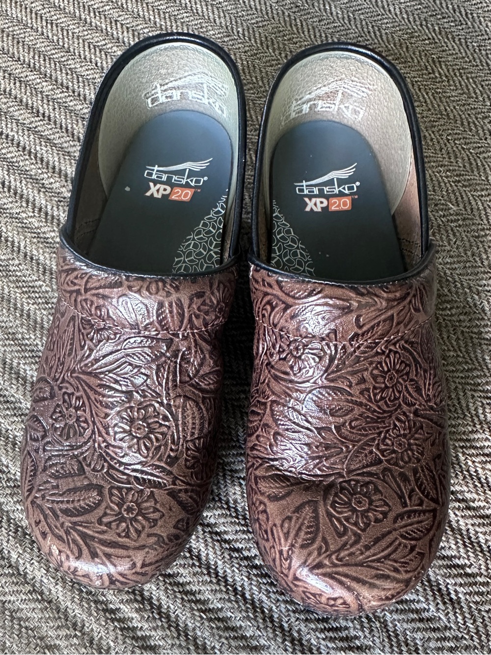 Dansko XP 2.0 Embossed Floral Clogs in Brown